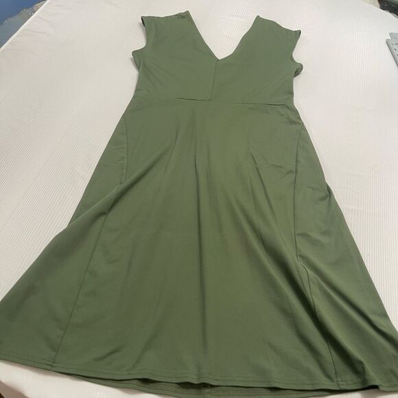 Patagonia Women’s Common Threads Green V Neck Dress Size Medium - Picture 5 of 6